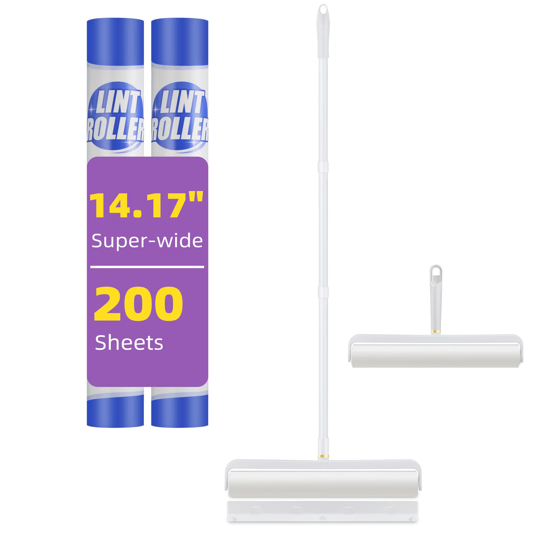 Extra Breit Fusselrolle Staubroller Kit mit Ausdehnbarem Griff, Wiederverwendbar, für Möbel, Auto un