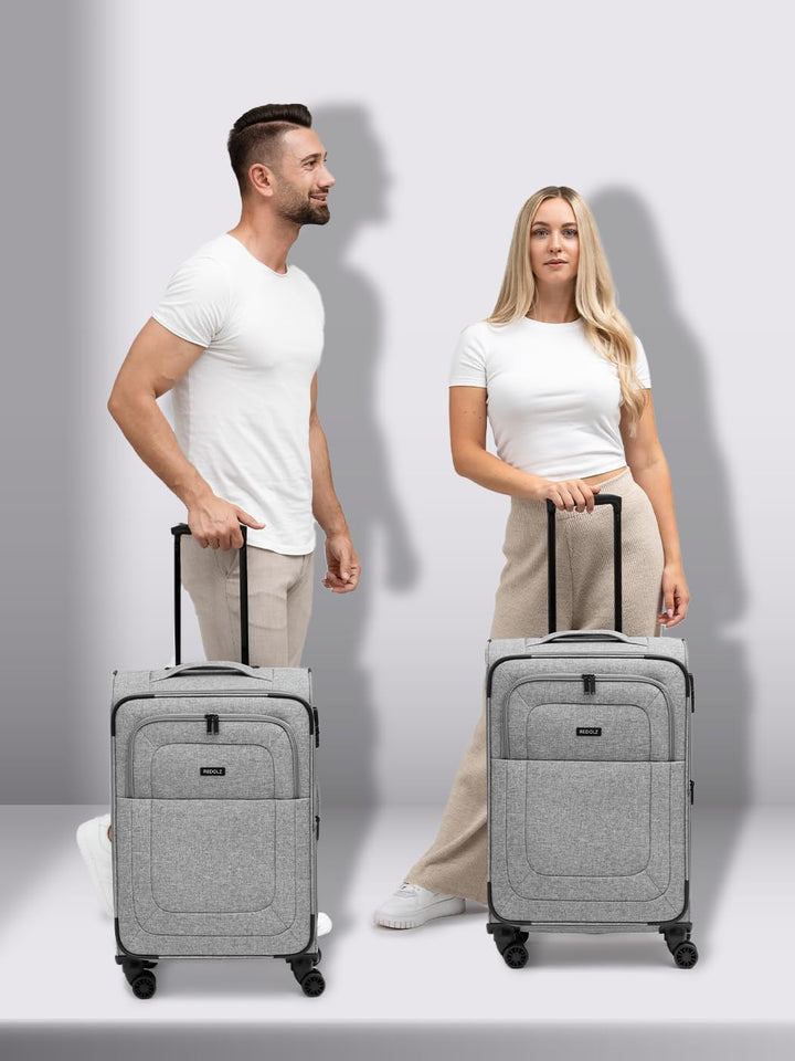 REDOLZ MEDIUM Weichschalen Koffer für Männer & Frauen | Leichter Trolley 67 cm mit 4 Doppelrollen &