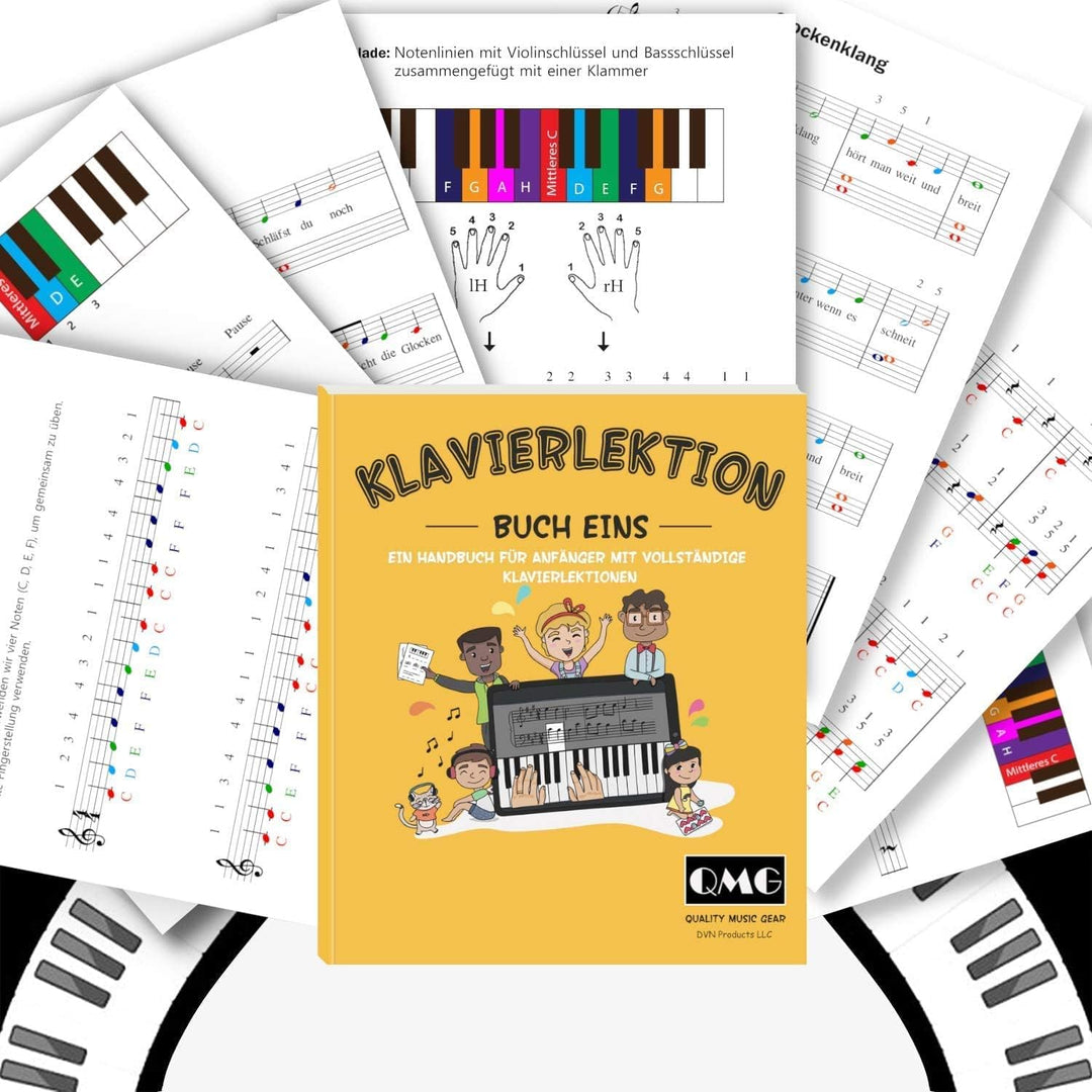 Farbige Klavieraufkleber, farbige Tastaturaufkleber, eine komplette Klaviermusikstunde mit Farbnote,