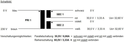 Sedlbauer Ringkerntrafo Transformator 200VA 2x30V für Audio, Industrie, Halogen und Schienensysteme