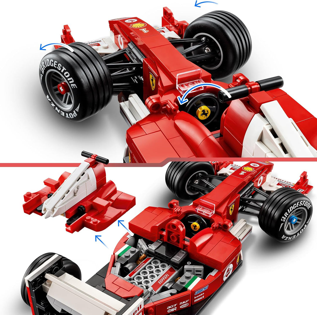 LEGO Icons Ferrari F2004 und Michael Schumacher - F1 Rennwagen Modellbau für Erwachsene - F1 Modella