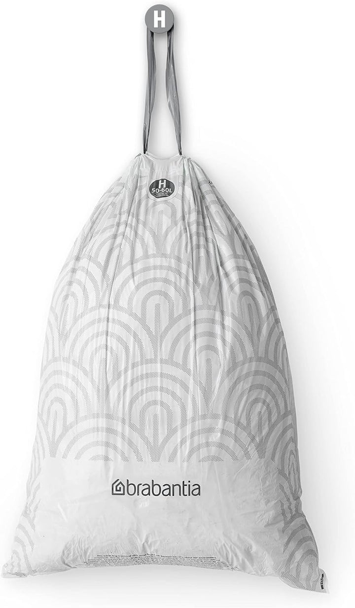 Brabantia Müllbeutel PerfectFit Multipack (Code H - 50l / 60L) Extra Starke Müllsäcke mit Zugband, 6