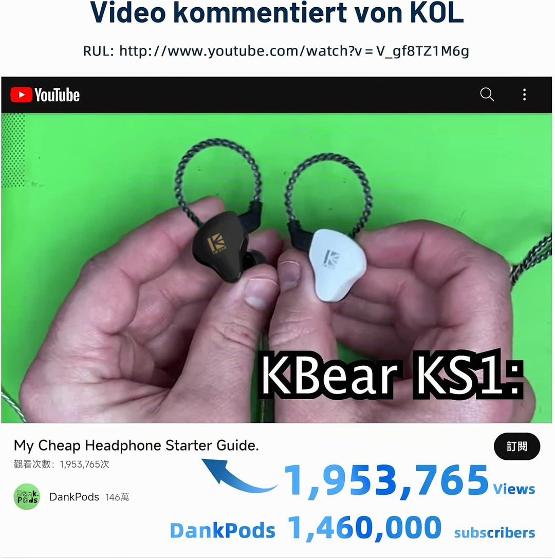 Yinyoo KBEAR KS1 Gaming Verdrahtete Ohrhörer Ausgezeichneter Bassklang mit Macht in Ohrmonitor, hoch