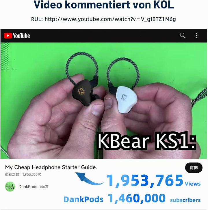 Yinyoo KBEAR KS1 Gaming Verdrahtete Ohrhörer Ausgezeichneter Bassklang mit Macht in Ohrmonitor, hoch