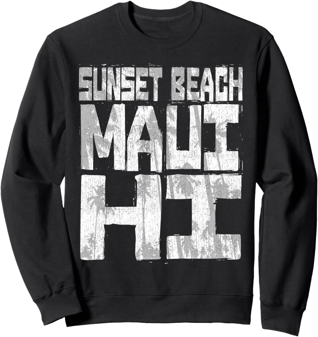 Sunset Beach Maui Oahu HI - Chunk Block Palmen Sweatshirt