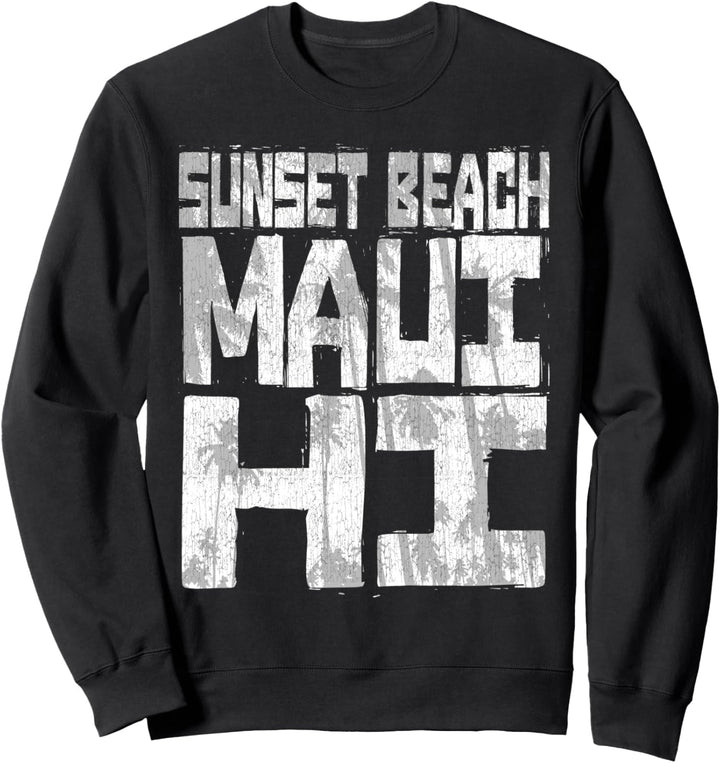 Sunset Beach Maui Oahu HI - Chunk Block Palmen Sweatshirt