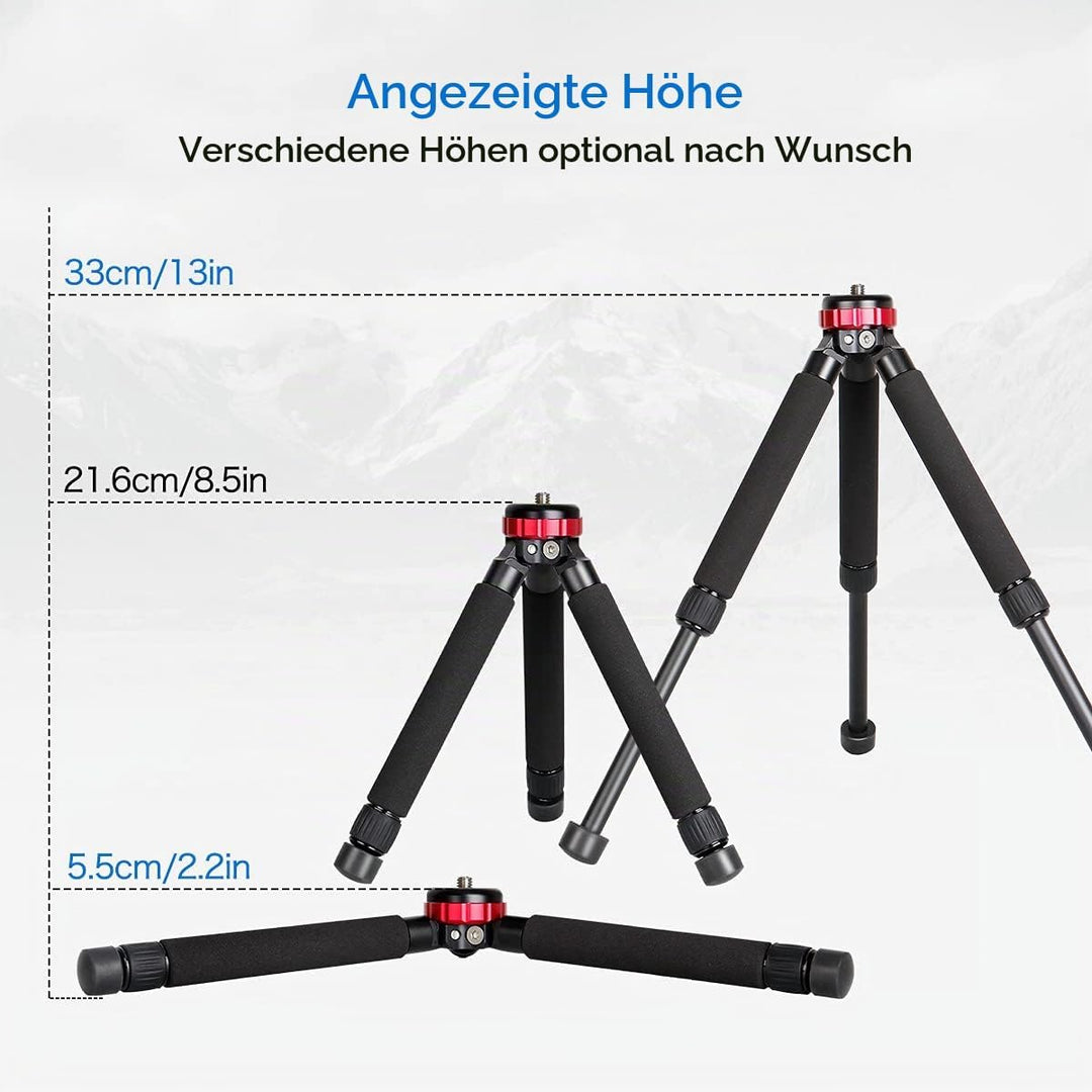 Koolehaoda Mini Kamera stativ Tischstativ, Max. Höhe 33 cm, mit 1/4 "und 3/8" Schraubbefestigung und