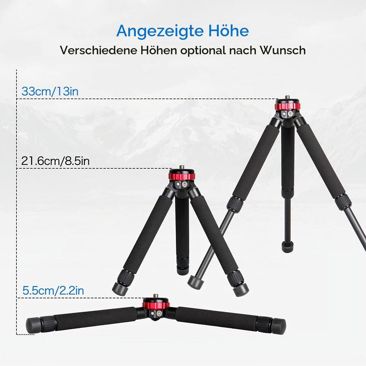Koolehaoda Mini Kamera stativ Tischstativ, Max. Höhe 33 cm, mit 1/4 "und 3/8" Schraubbefestigung und