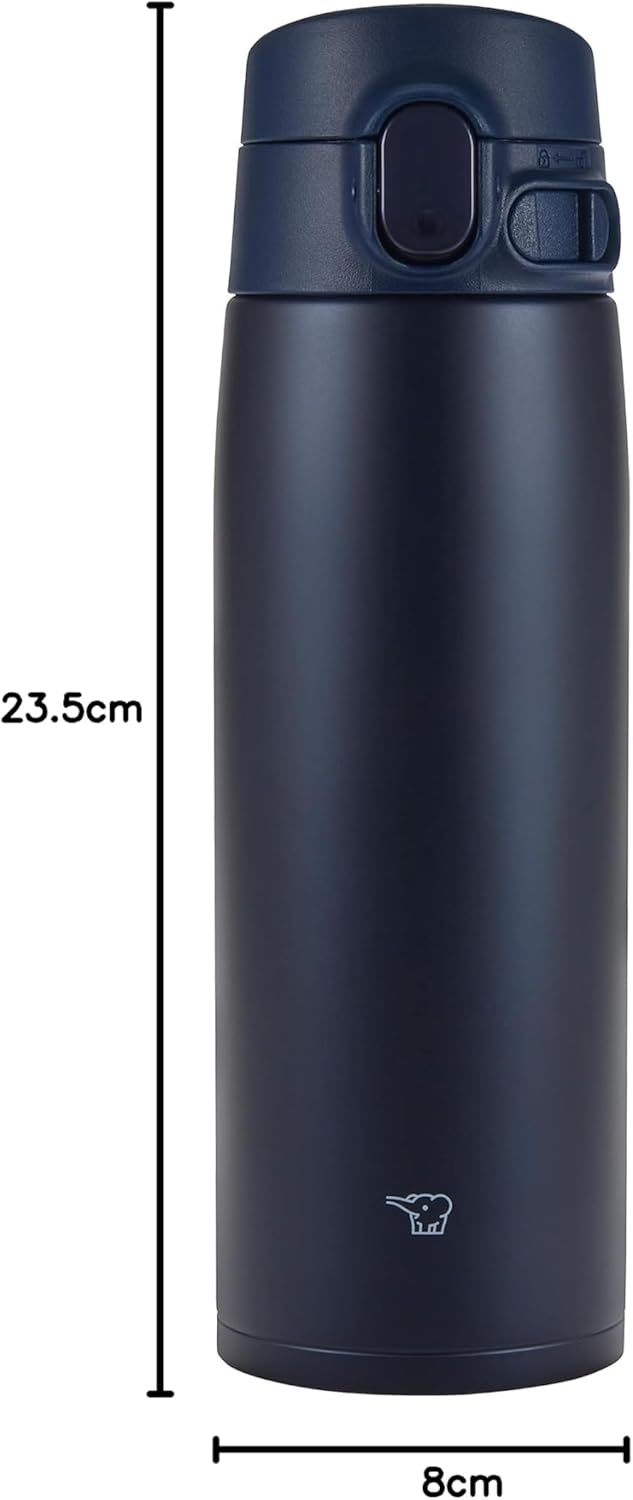 Zojirushi SM-VA60-AD Wasserflasche, One-Touch-Edelstahlbecher, nahtlos, 600 ml, Marineblau 20-Ounce