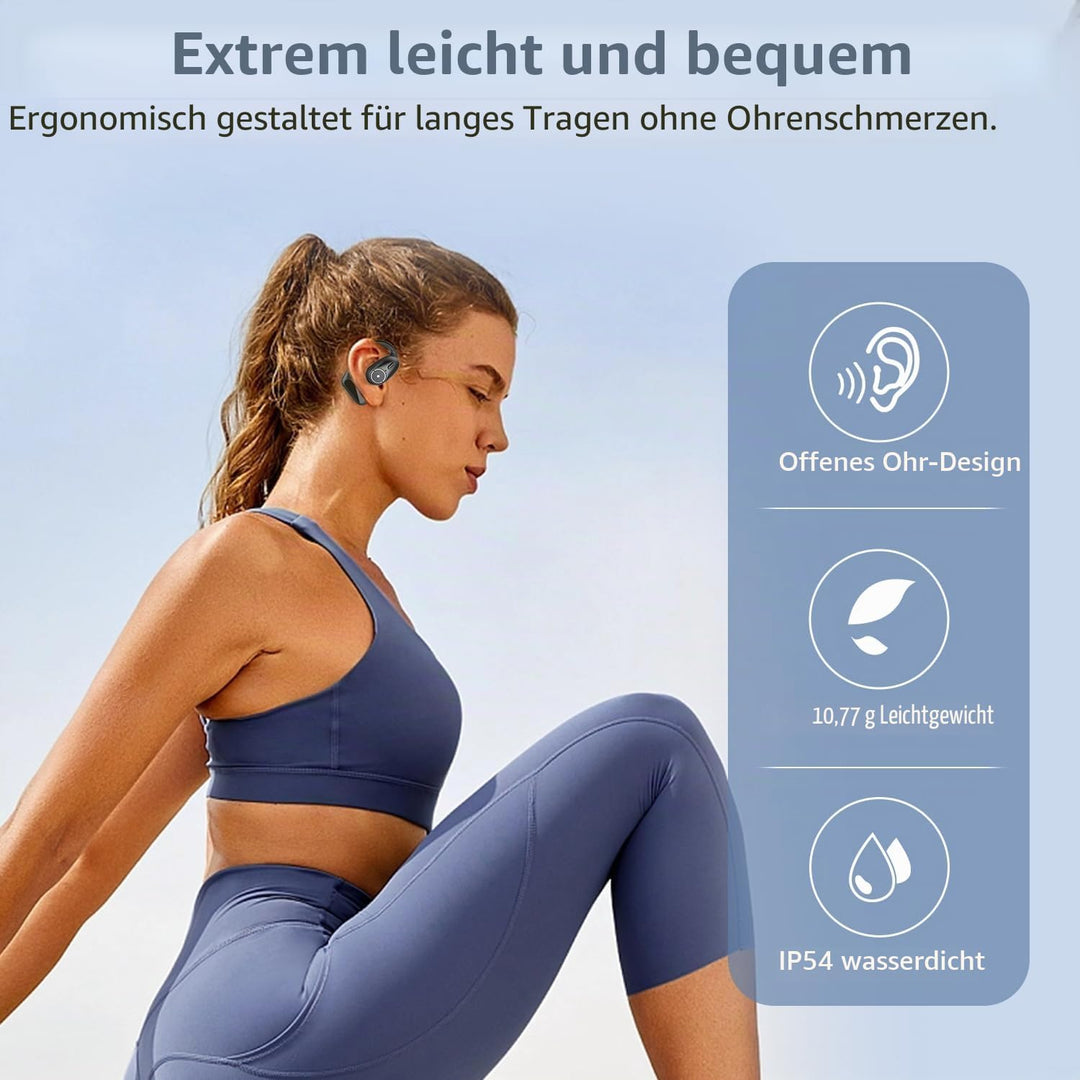 BANIGIPA Open Ear Kopfhörer mit abnehmbarem Mikrofon, True Wireless Earbuds mit DSP Geräuschunterdrü