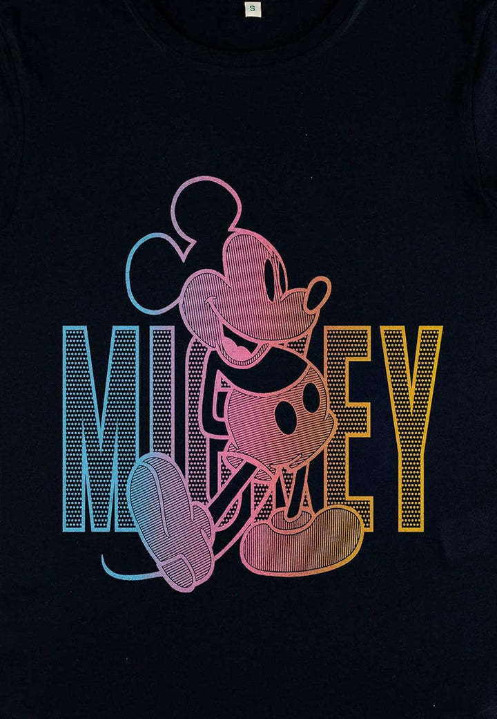 Disney Damen Classic-Gradient Mickey Women's Organic Rolled Sleeve T-Shirt XL Marineblau, XL Marineb