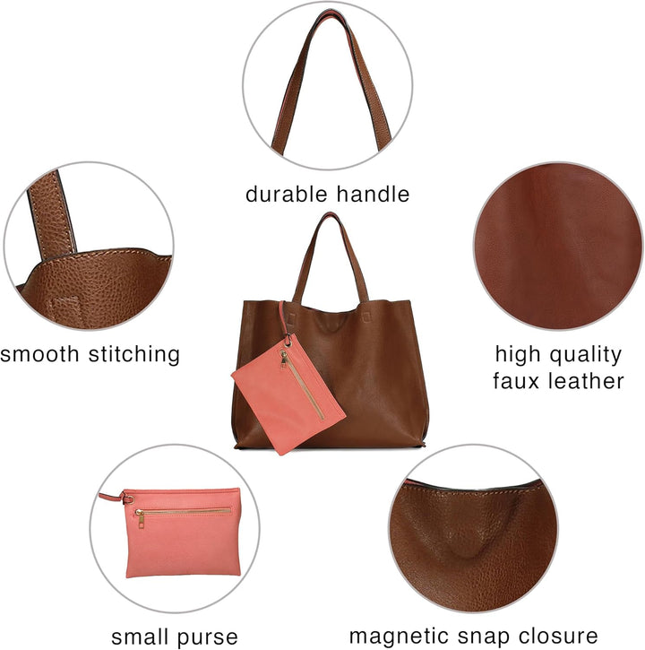 Scarleton stilvolle reversible tote handtasche für Damen, vegan leder schultertasche, hobo tasche, s