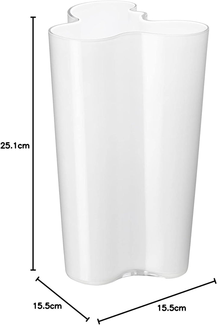 Iittala Vase Aalto 251 mm Weiss aus Glas, 251 mm Weiss