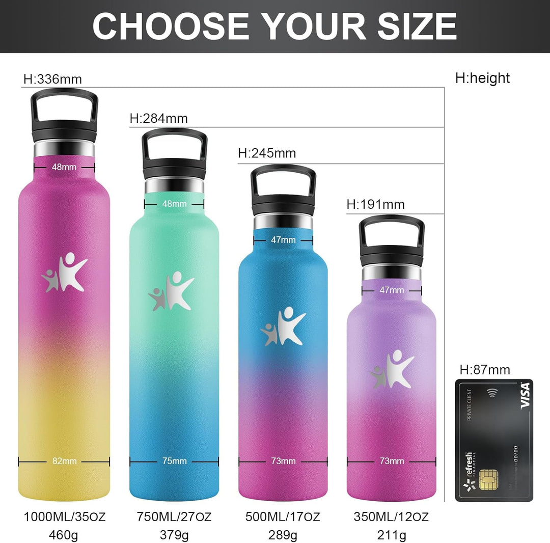 KollyKolla Thermoskanne 750ml, Thermosflasche mit Strohhalm, Kohlensäure Geeignet, Vakuum Edelstahl