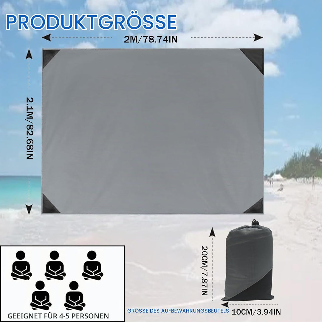 Picknickdecke 200x210cm,Ultraleicht Tragbare Stranddecke,4 Befestigung Ecken Sandabweisende Camingde