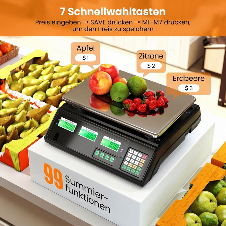 COSTWAY Digitale Ladenwaage 40kg / 5g Genauigkeit, Preiswaage Digitalwaage
