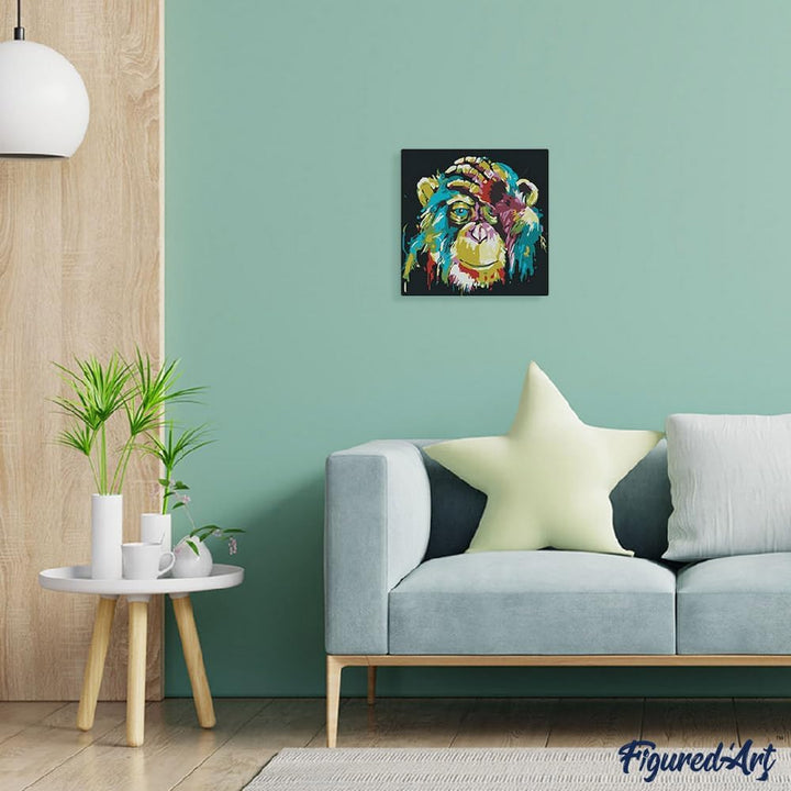 Figured'Art Mini Malen Nach Zahlen Erwachsene Mit Rahmen 20x20cm Kleines Format - Affe Pop Art - Pai