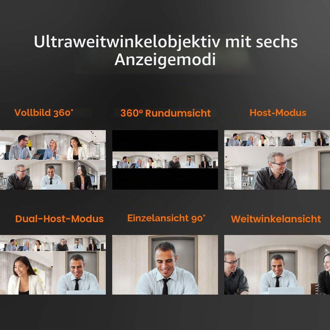 j5create 360-Grad Webcam - 1080P HD-Videokonferenzkamera mit eingebautem High-Fidelity Mikrofon, USB