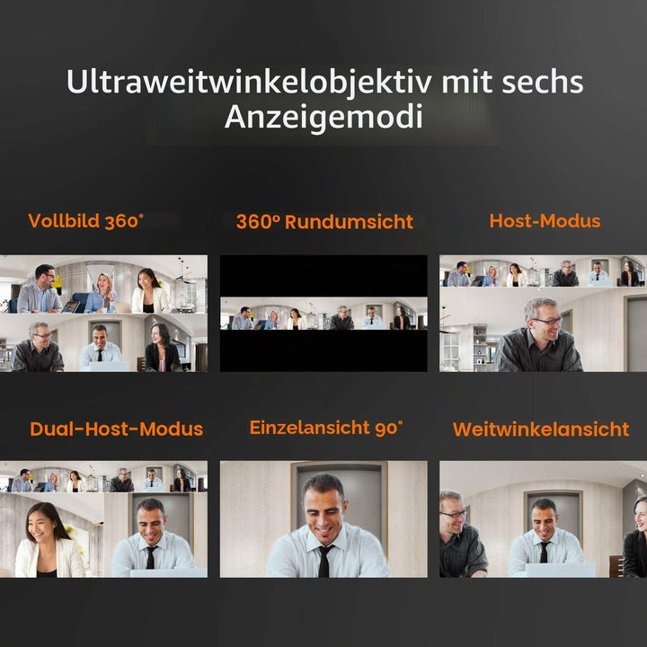 j5create 360-Grad Webcam - 1080P HD-Videokonferenzkamera mit eingebautem High-Fidelity Mikrofon, USB