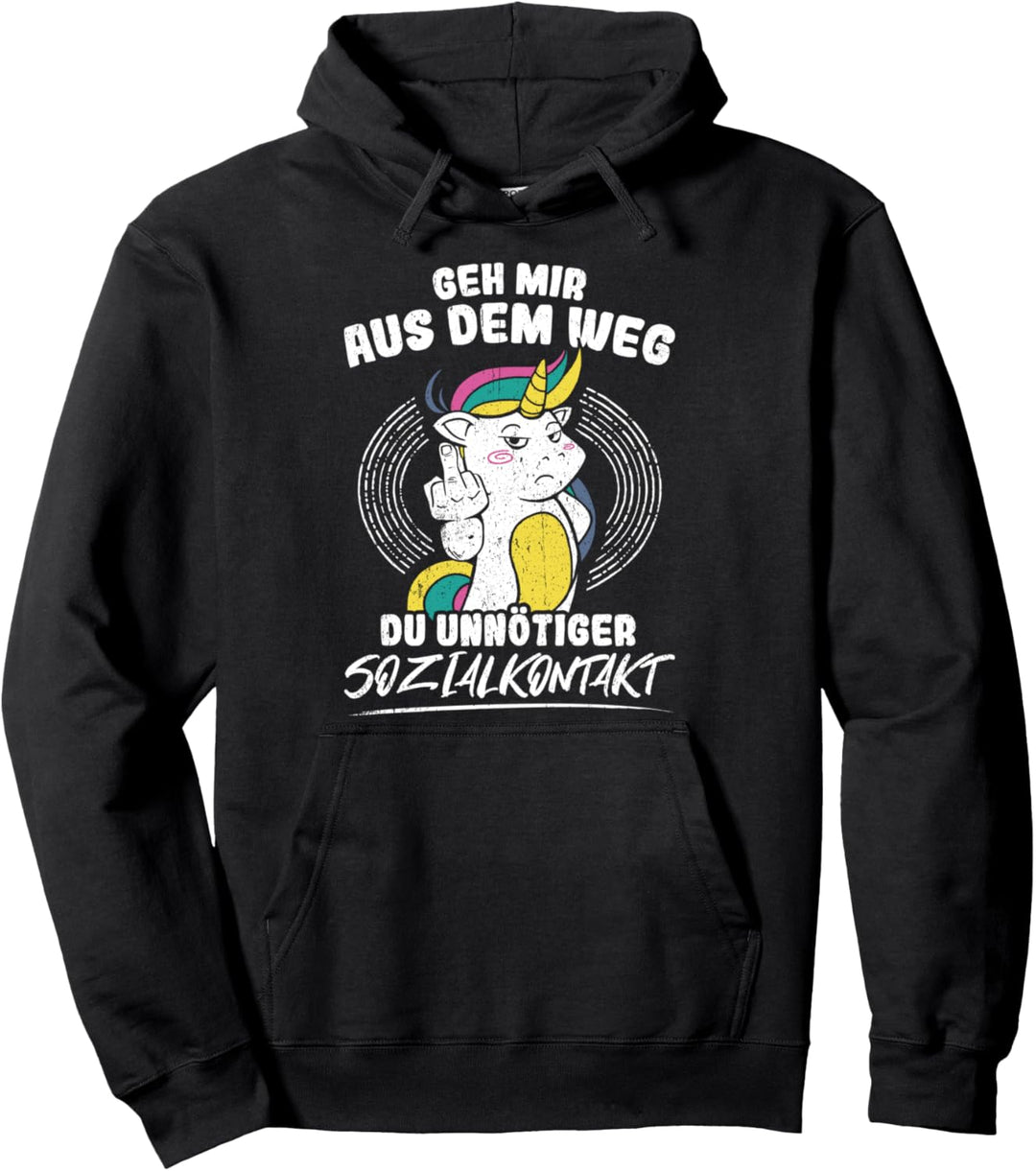 Einhorn Geh mir aus dem Weg du unnötiger Sozialkontakt Pullover Hoodie