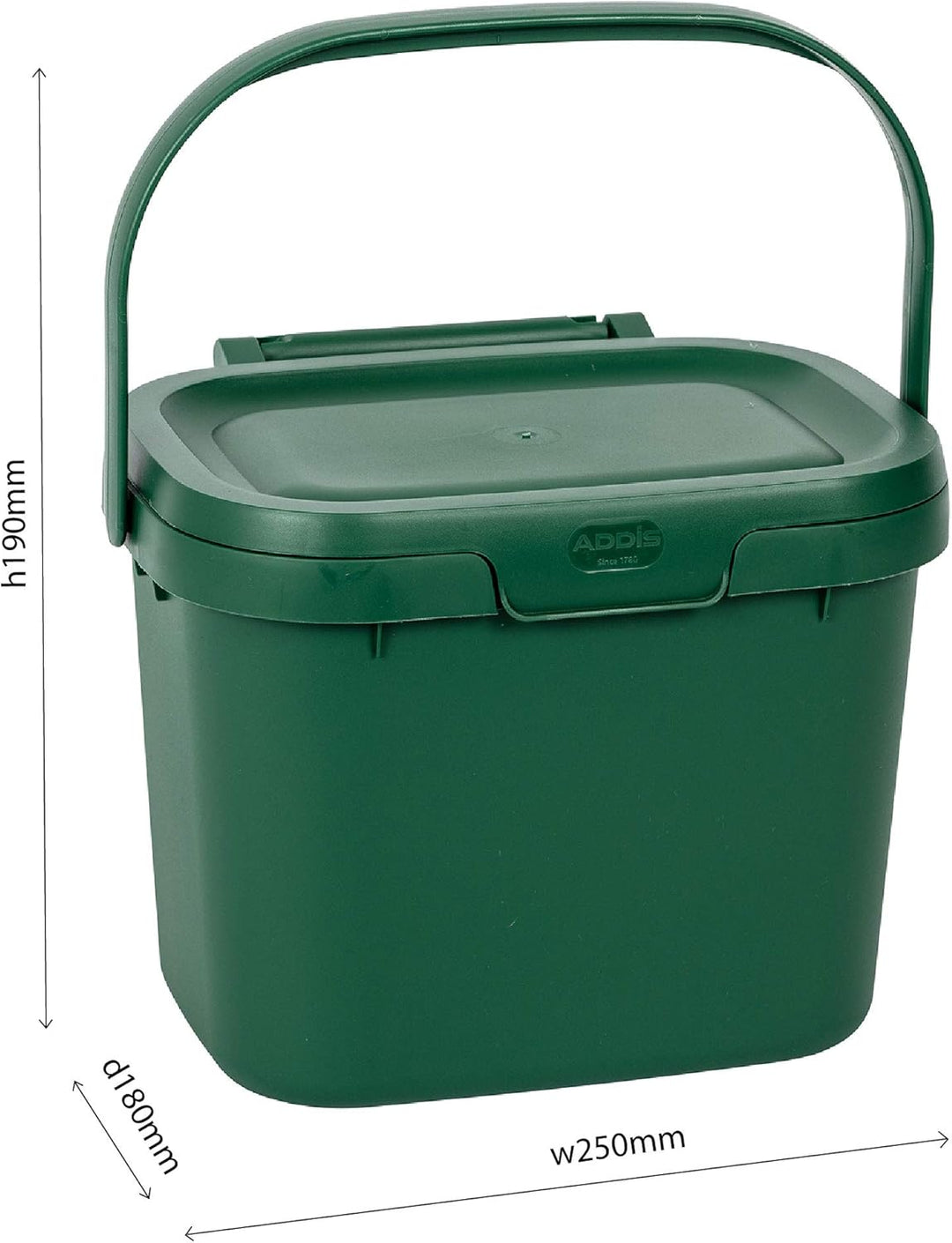 Addis, Komposteimer für Lebensmittelabfälle für die Küche, Plastik, metallic Silver, Compost Caddy C
