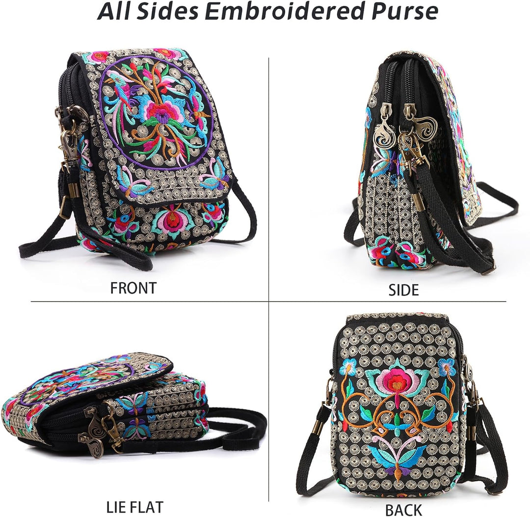Goodhan Vintage Handmade Women Mini Crossbody Bag Cellphone Pouch Small Handbag Coin Purse Stil 01: