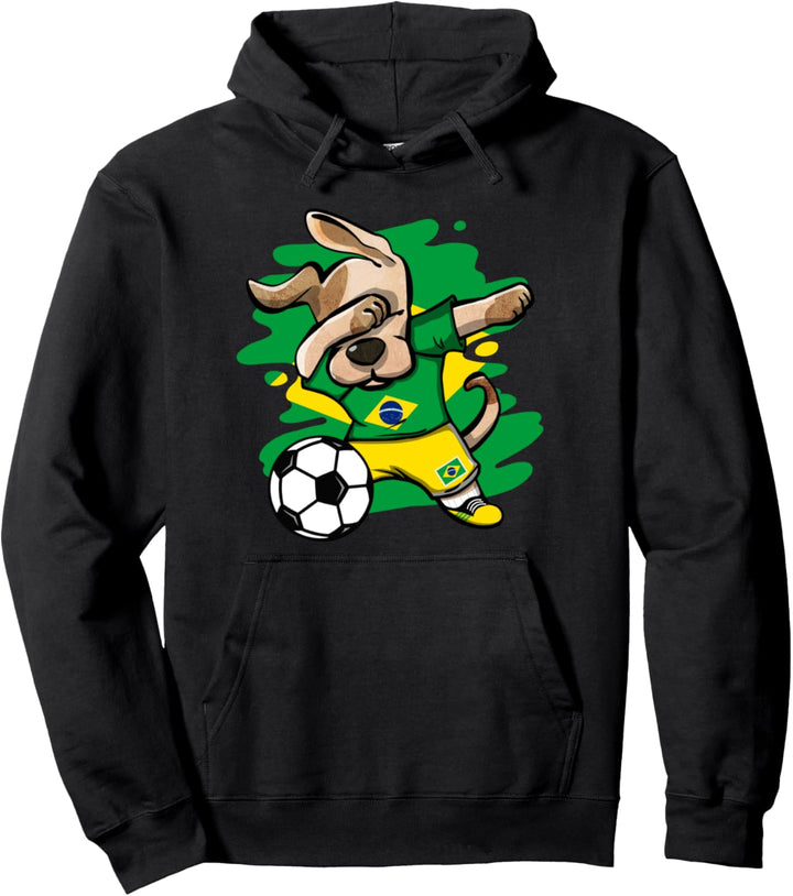 Dabbing Hund Brasilien Fussball - Brasilianische Flagge Sport Pullover Hoodie