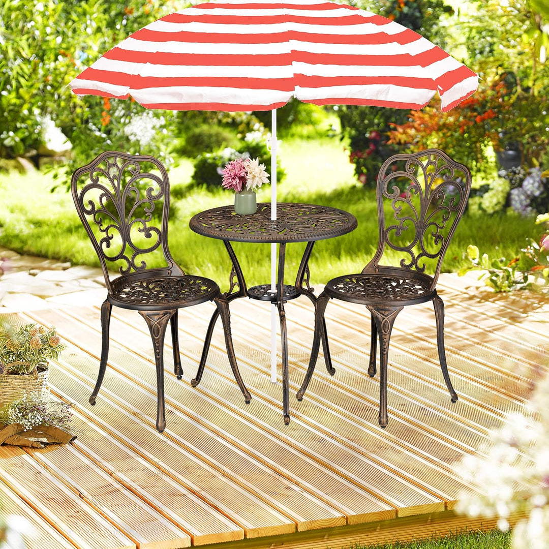 Relaxdays Gartenmöbel Set 3-teilig, Tisch, 2 Stühle, Aluguss, Balkonmöbel Antikdesign, Garten Sitzgr