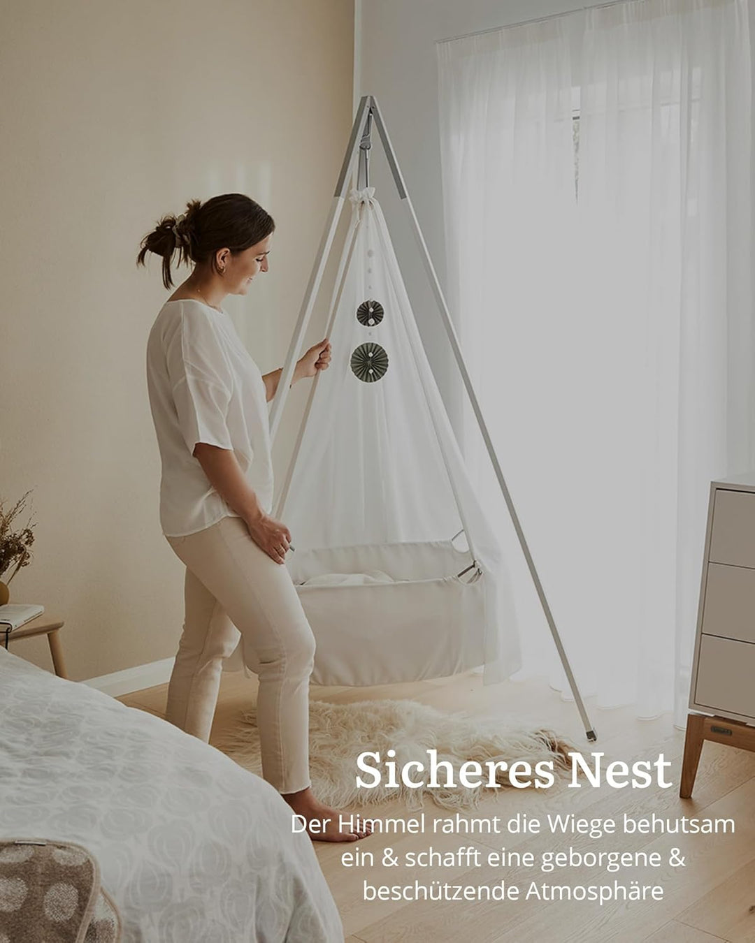 Leander Betthimmel für Leander Classic™ Wiege Dusty Rose - Babybett Himmel fürs Babyzimmer - Leichte
