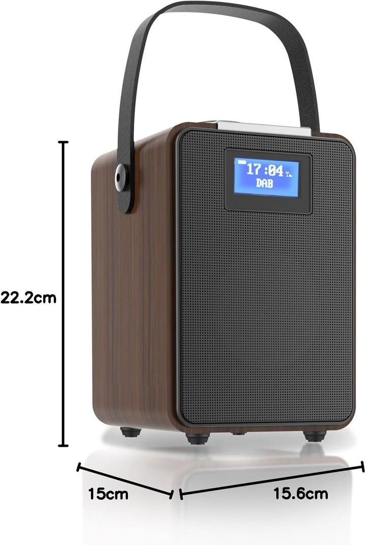 MONODEAL DAB Radio mit Bluetooth, Zwei Wecker, Wiederaufladbar DAB Plus/Dab+ Radio Klein, Küchenradi