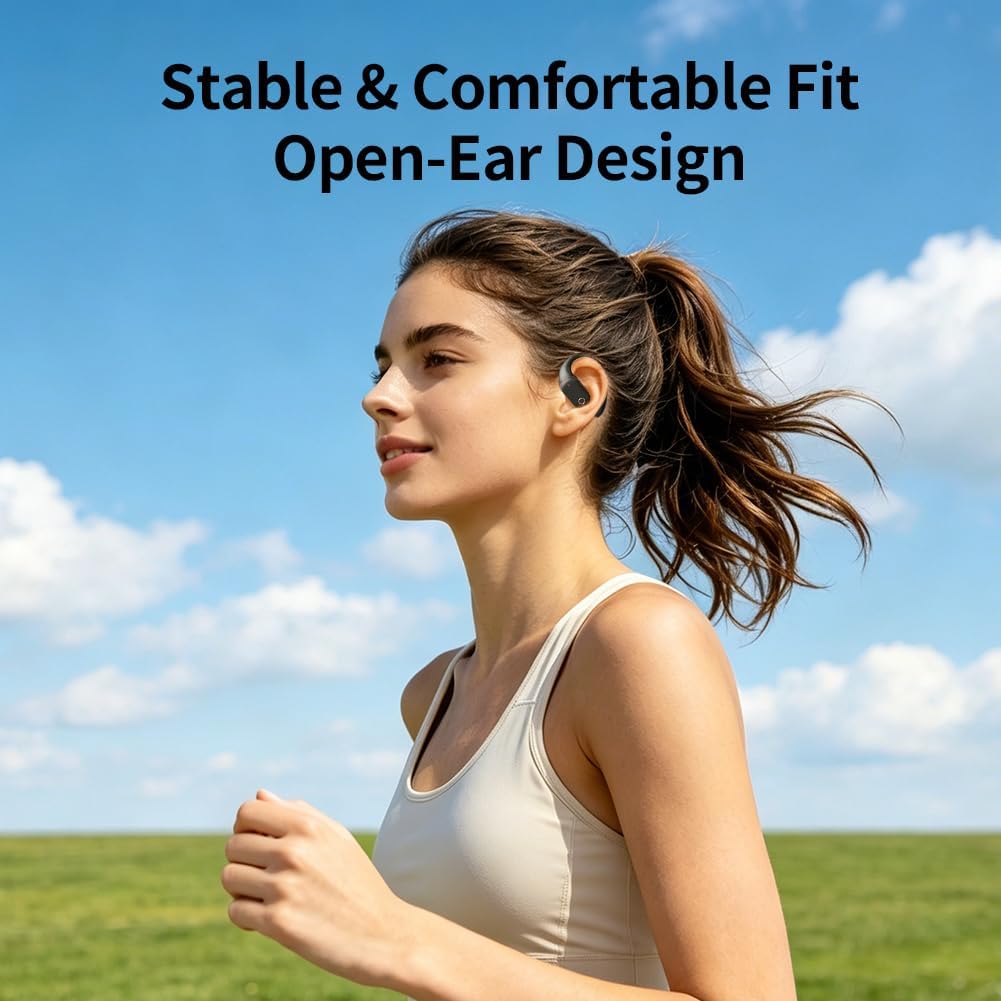 Open-Ear Bluetooth Kopfhörer, Bluetooth 6.0 Wireless Ohrhörer Sport mit LED-Anzeige, IPX6 Wasserdich