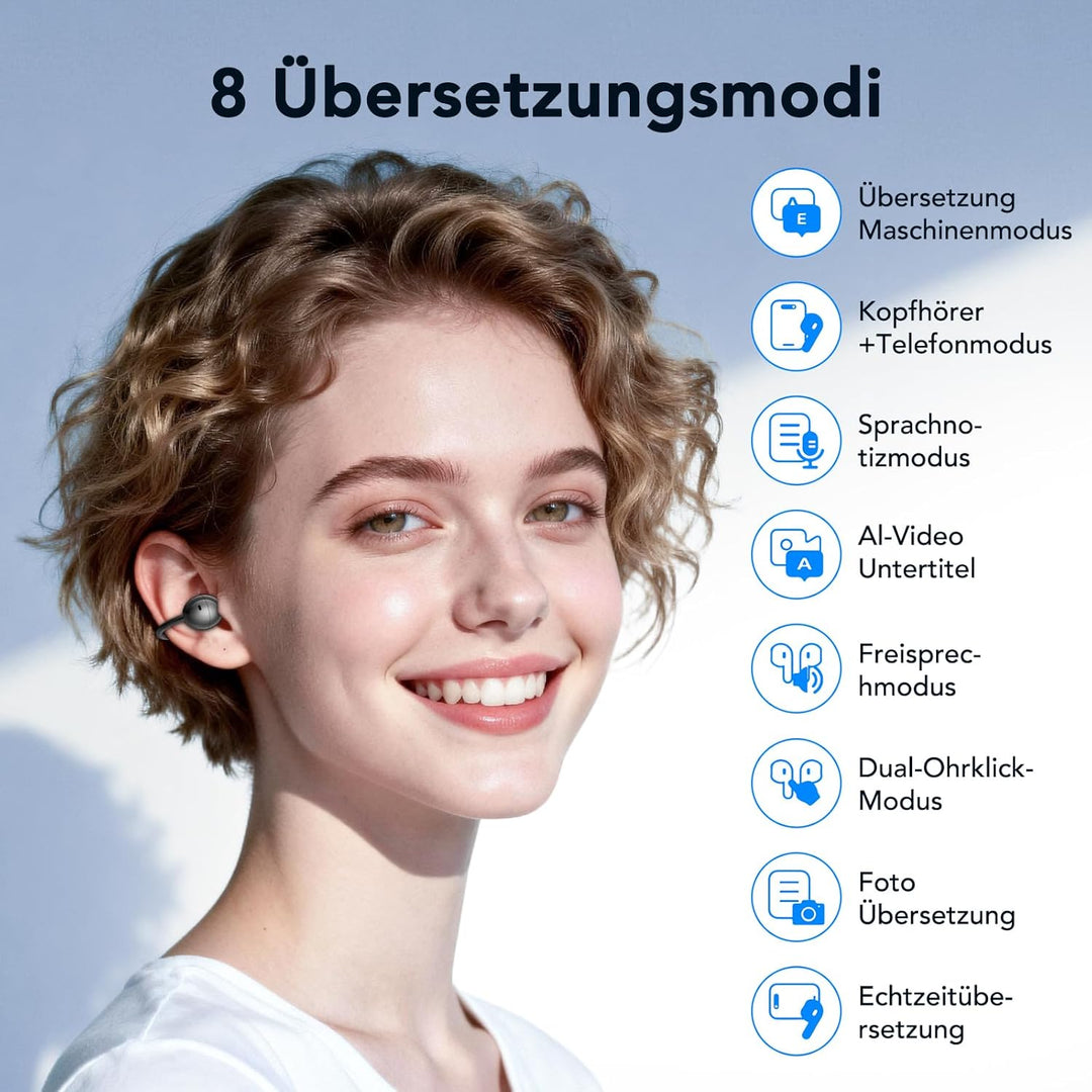 NE32 Ki Übersetzer Kopfhörer mit LCD，3-in-1 Übersetzungskopfhörer，150 Sprachen mit 9 Übersetzungsmod