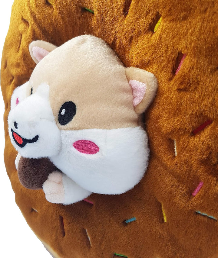 moodrush® 3D Donut-Hamster/Donut Kissen mit Hamster | alle Elemente aufgestickt (Nicht Bedruckt!) |