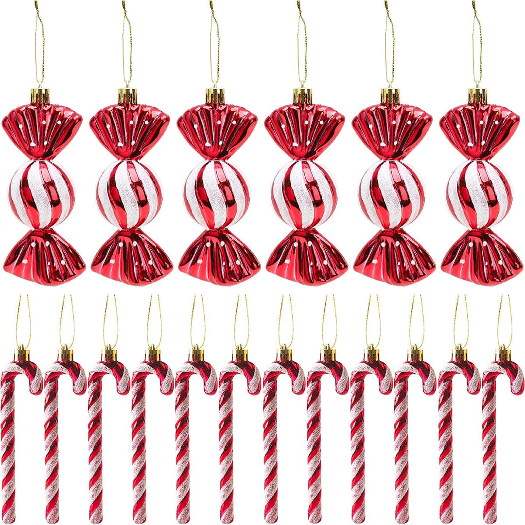 18 Stück Zuckerstangen Weihnachten Deko Weihnachtskugeln Zuckerstangen Deko Glitzer Weihnachtsbaumsc