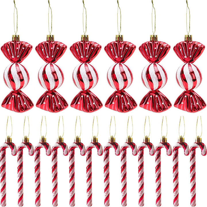 18 Stück Zuckerstangen Weihnachten Deko Weihnachtskugeln Zuckerstangen Deko Glitzer Weihnachtsbaumsc