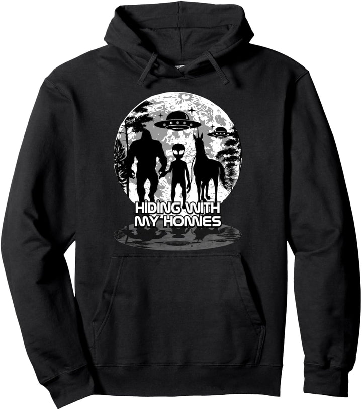 Bigfoot Alien Einhorn UFO Cryptids Verstecken mit meinen Homies Pullover Hoodie