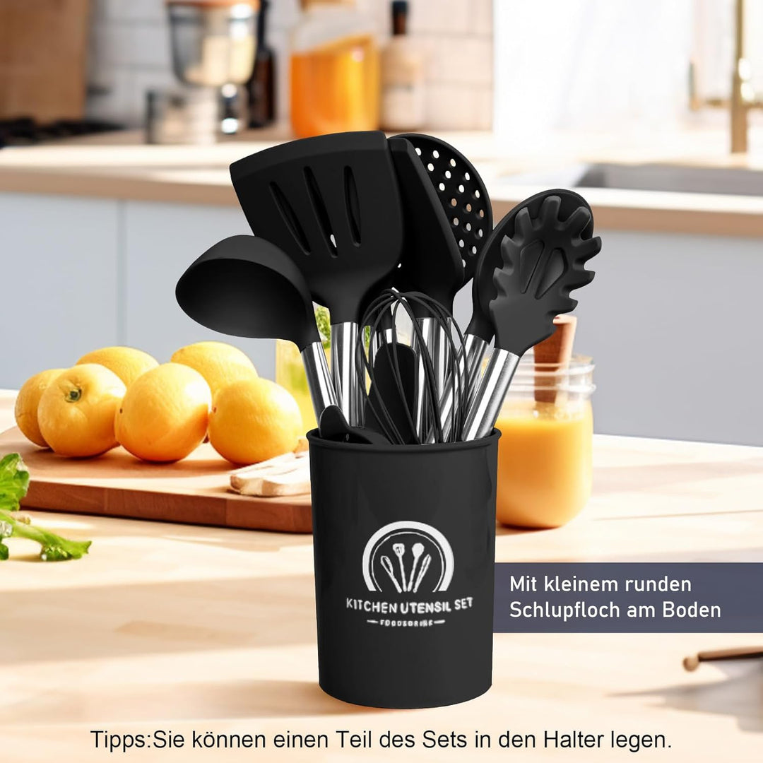Küchenhelfer Set 45-teilig Küchenutensilien Set Silikon, Spülmaschinenfest mit Utensilienhalter, Hit