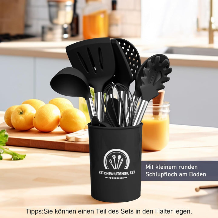 Küchenhelfer Set 45-teilig Küchenutensilien Set Silikon, Spülmaschinenfest mit Utensilienhalter, Hit