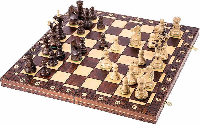 Square - Schach Schachspiel AMBASADOR - Schachfiguren & Schachbrett aus Holz - 52 x 52 cm, 52 x 52