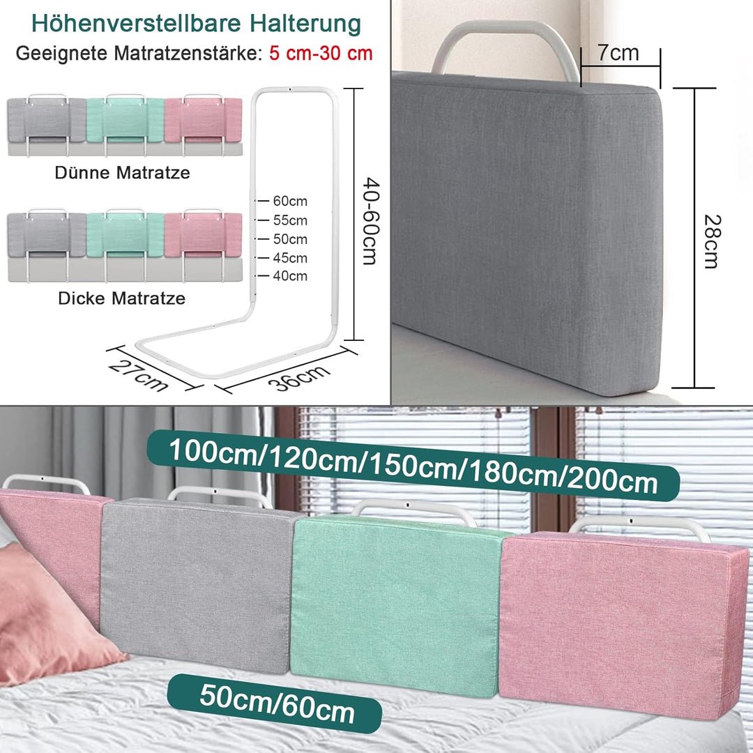 HENGMEI Bettgitter Bettschutzgitter 50cm Kinderbettgitter Höhenverstellbar Absturzsicheres Bettgitte