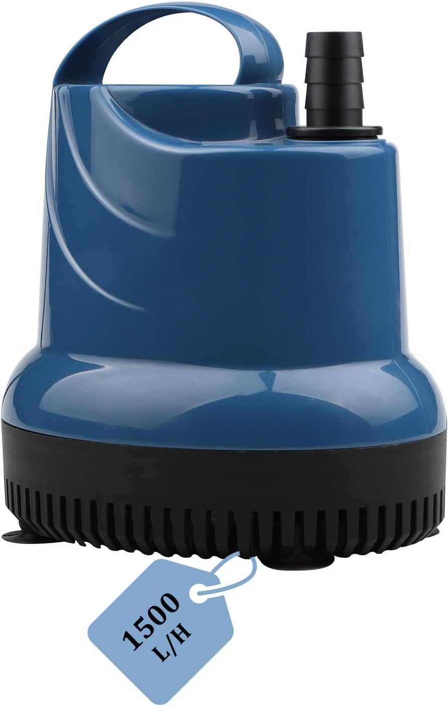 EXLECO Mini Wasserpumpe Tauchpumpe Aquariumpumpe 1500L/H 20W 230V Förderhöhe 1,6m Kabel mit Stecker
