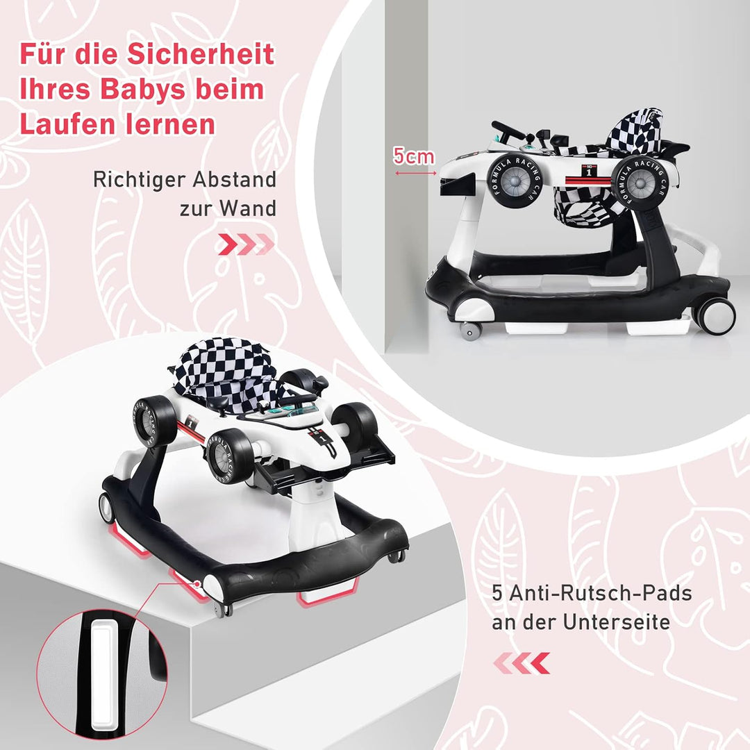 COSTWAY 4 in 1 Lauflernhilfe, Lauflernwagen klappbar mit einstellbarer Höhe & Geschwindigkeit, Baby