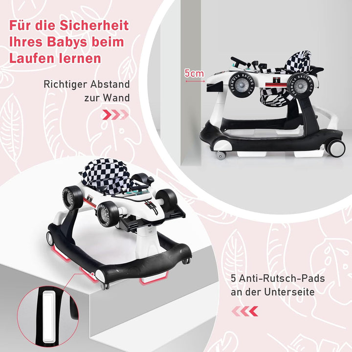 COSTWAY 4 in 1 Lauflernhilfe, Lauflernwagen klappbar mit einstellbarer Höhe & Geschwindigkeit, Baby
