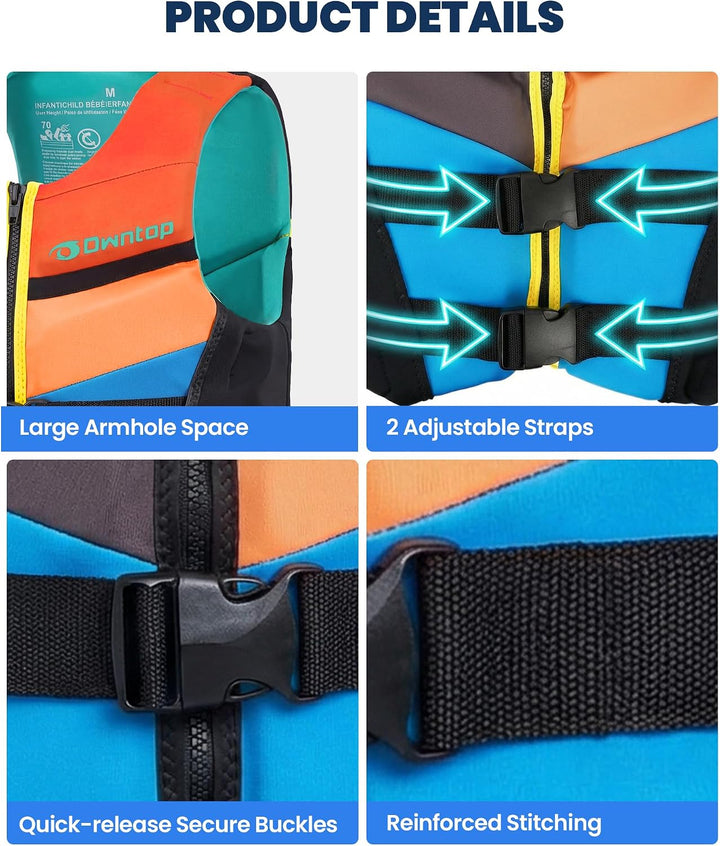 Owntop Schwimmhilfe für Jugend Kinder, Verstellbare Auftriebsweste Unisex, Schwimmweste mit Doppelte