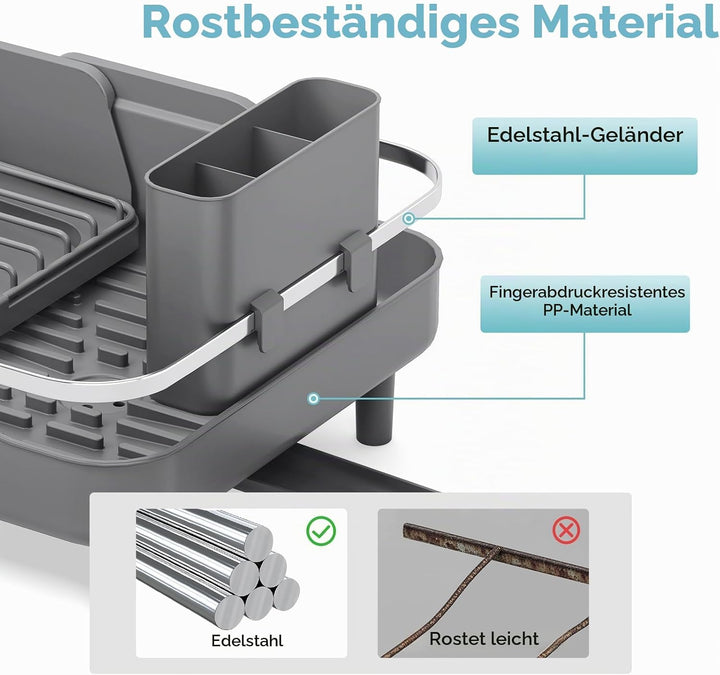 Urackify Ausziehbares Abtropfgestell, Grau, Grau