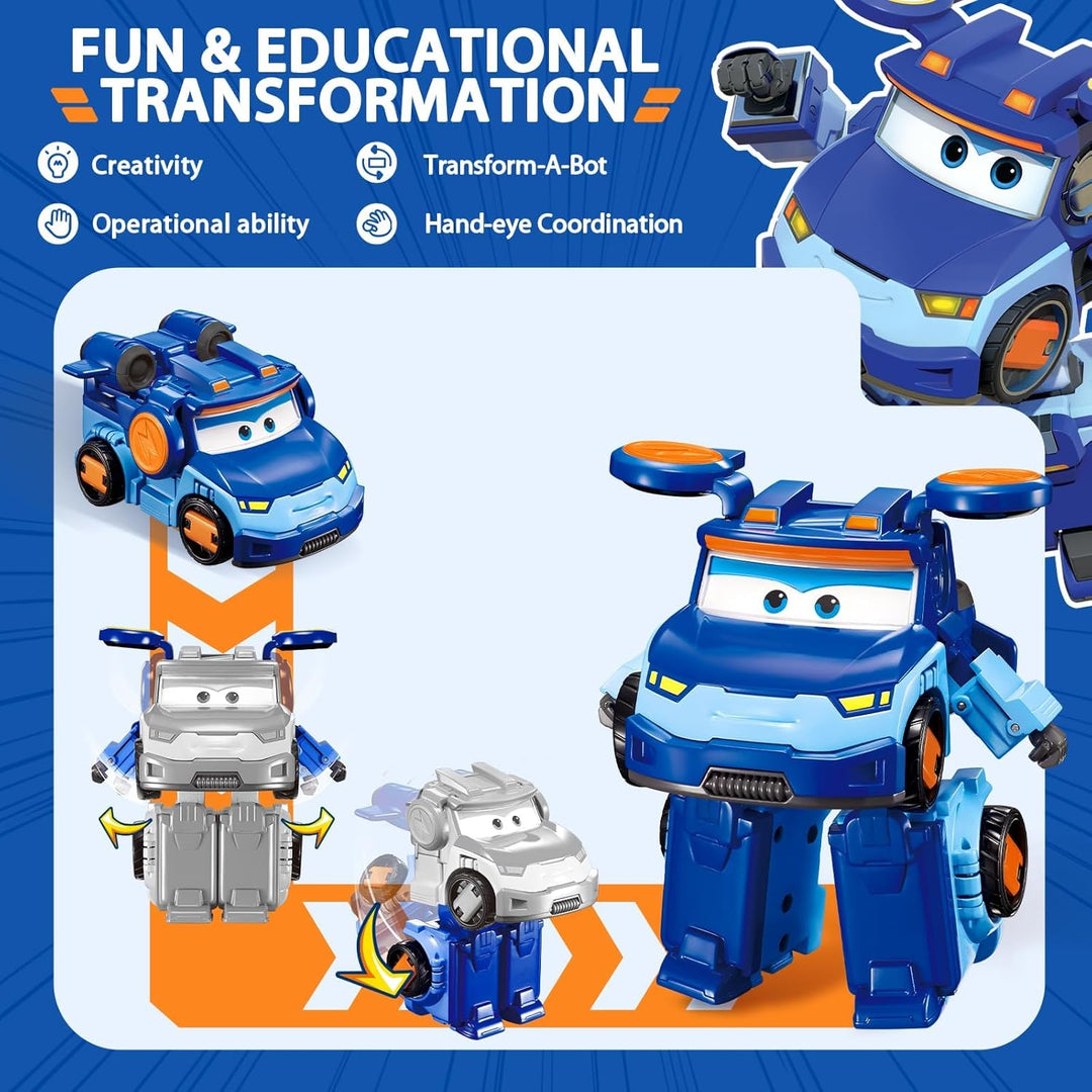 Super Wings Transformations-Flugzeug Supercharged Leo, ca. 12,7 cm grosse Spiel-Figur für Kinder, 3-