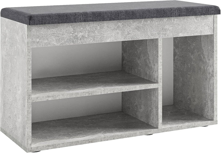 KOMTO Schuhbank mit Sitzfläche - Schuhregal Bank mit Stauraum Beton 80 x 48 x 32 cm Schuhschrank mit