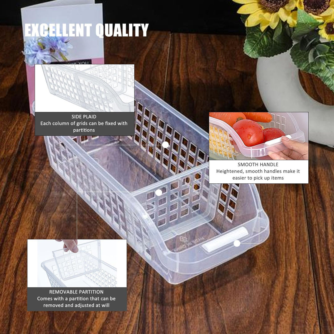 3PCS Kühlschrank Organizer mit einem Teiler - Küche Kunststoff Aufbewahrungsbox, Clear Organizer, St