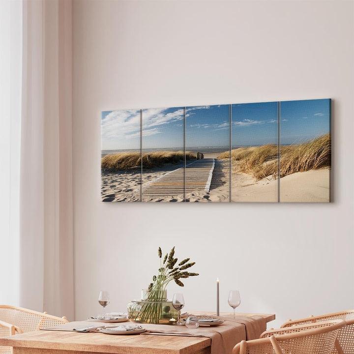 B&amp;D XXL - Akustikbild Sand Himmel Natur, 225x90 cm, 5-teilig, Schallschutz