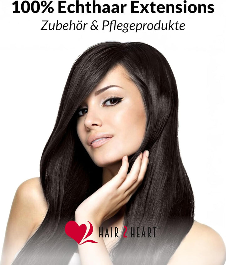 hair2heart Microring Extensions Echthaar Gewellt - 50 Strähnen 0.5g 50cm 4/0 mittelbraun 50cm 50 Str